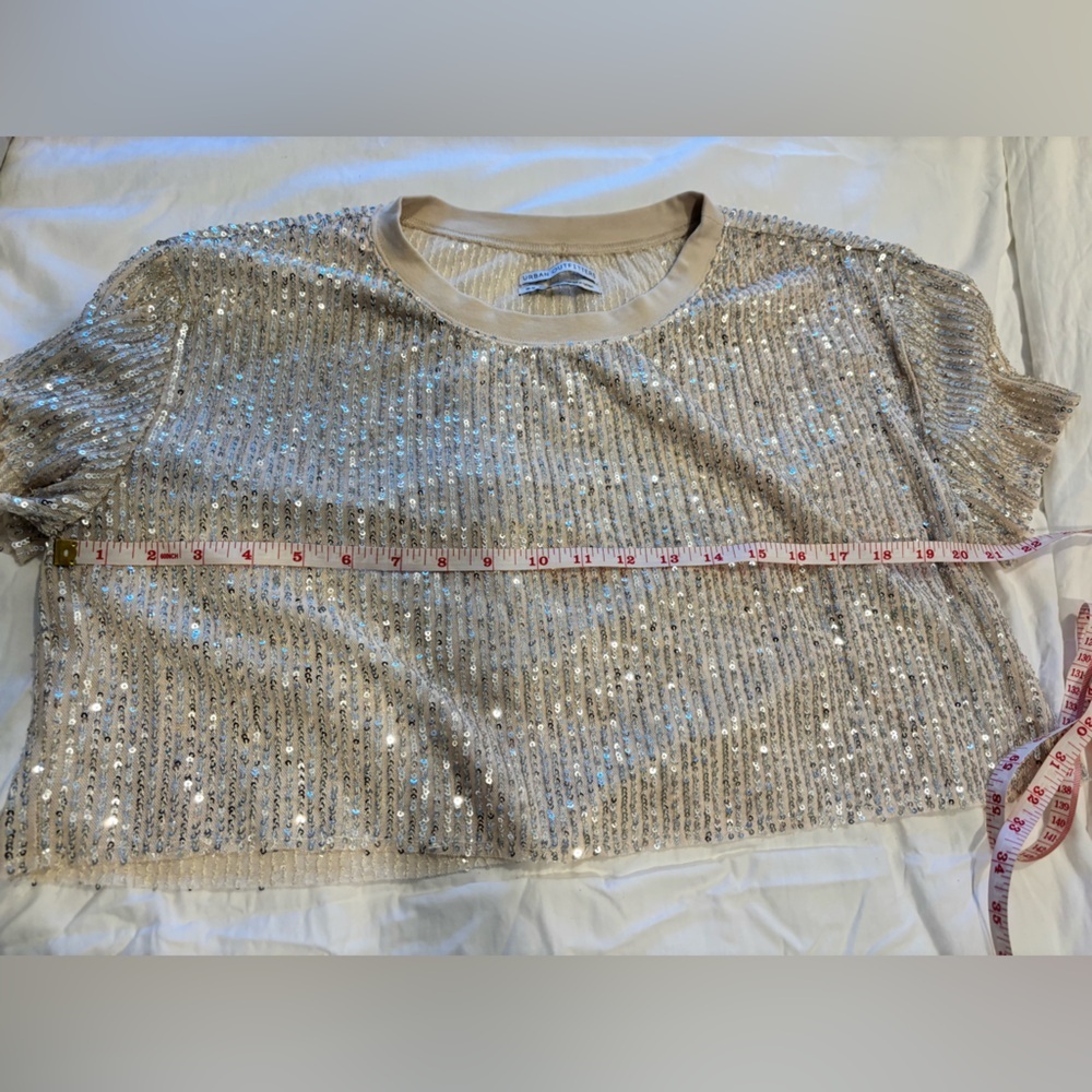 UO West Sequin Cropped Party Boho Hipster Tee - Picture 5 of 7